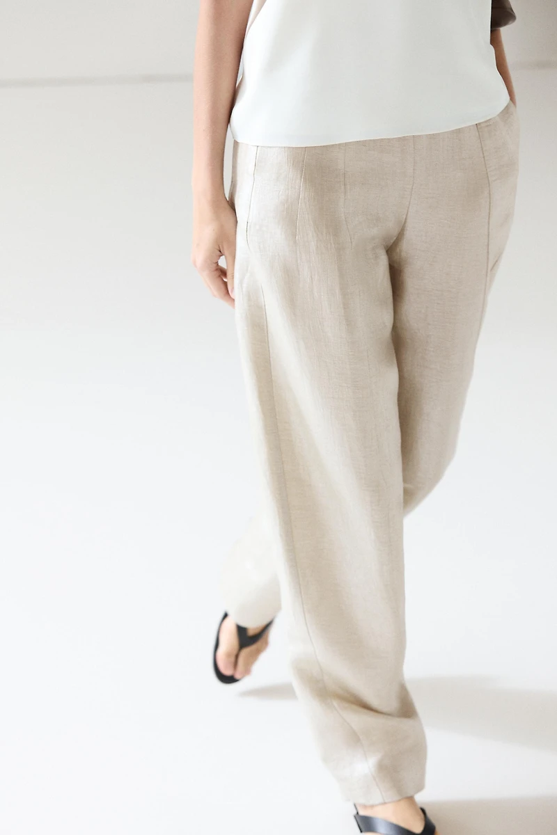 Flowing metallic linen trousers