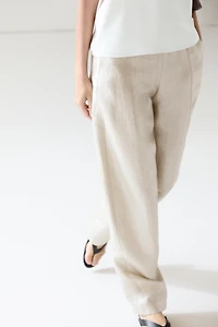 Flowing metallic linen trousers