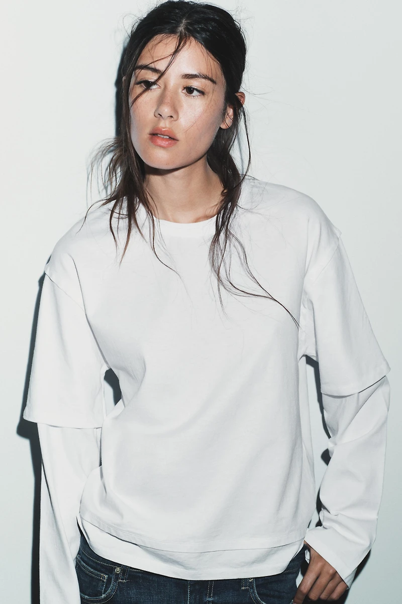 DOUBLE EFFECT LONG SLEEVE T-SHIRT