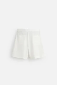 100% LINEN BELTED SHORTS