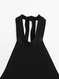Halter top with tied neck detail
