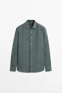 Regular fit linen shirt with placket