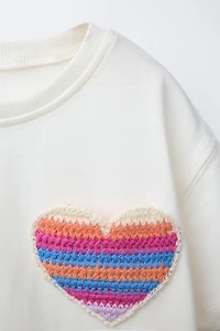 CROCHET HEART POCKET T-SHIRT
