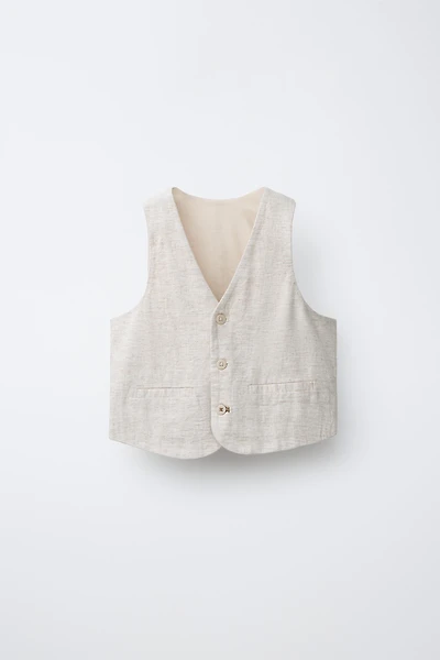 LINEN BLEND SUIT VEST