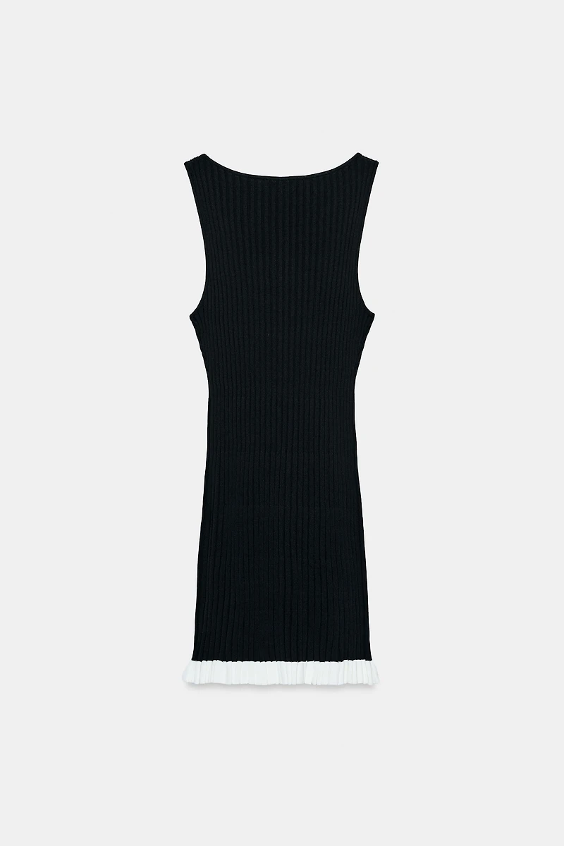 SHORT RIBBED KNIT DRESS