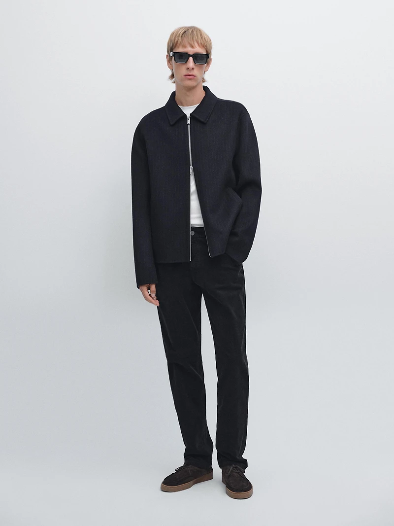 Faux jean en velours côtelé coupe slim