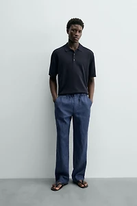 100% LINEN REGULAR FIT PANTS