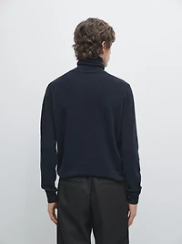 Pull à col montant en maille de laine mélangée