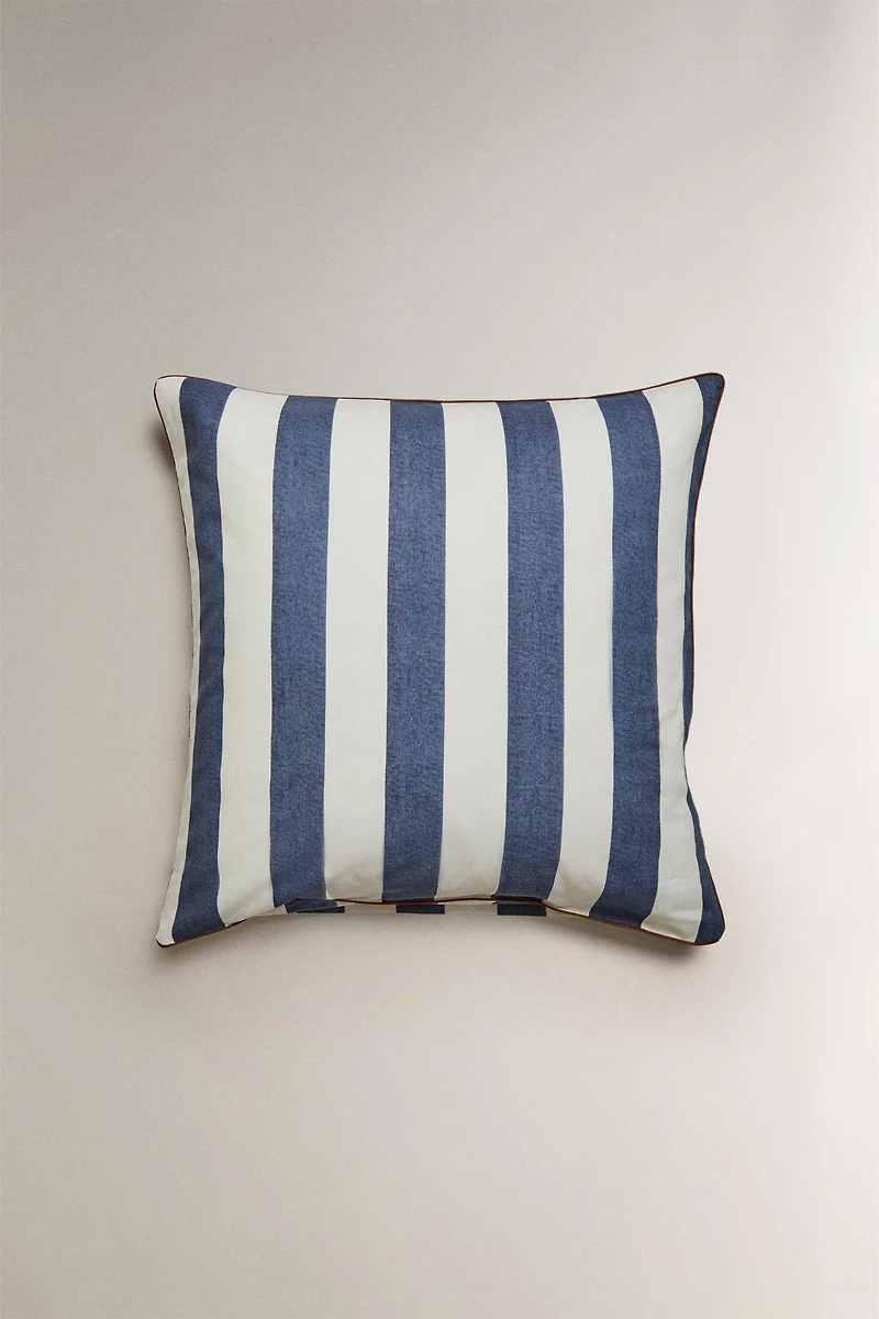 FADED COTTON STRIPED PILLOWCASE
