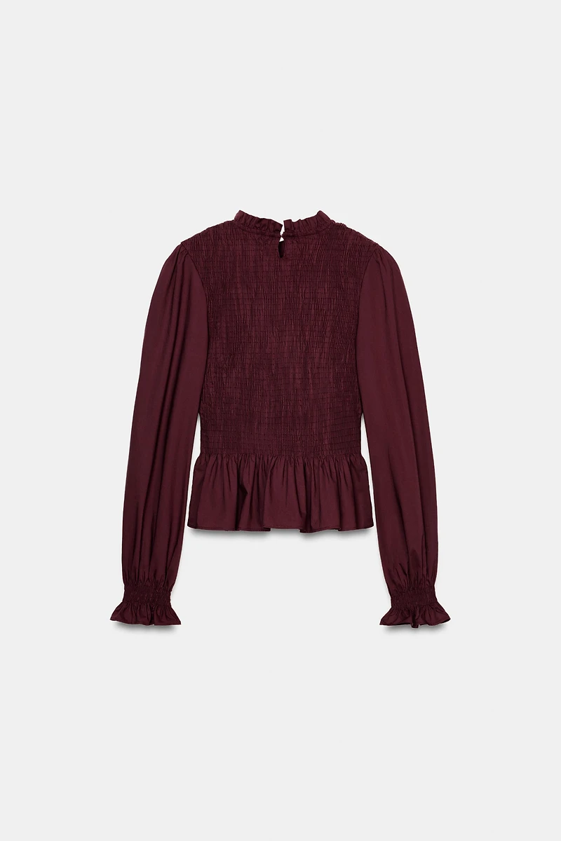 SMOCKED STRIPED SHIRT