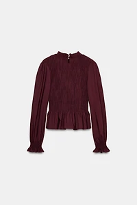 SMOCKED STRIPED SHIRT