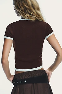 VESTE COMBINÉE EN MAILLE À MANCHES COURTES