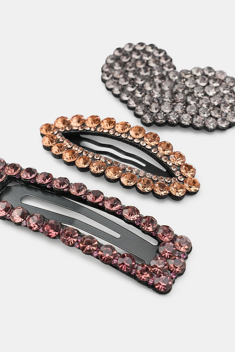3-PACK OF SPARKLY HEART HAIR CLIPS