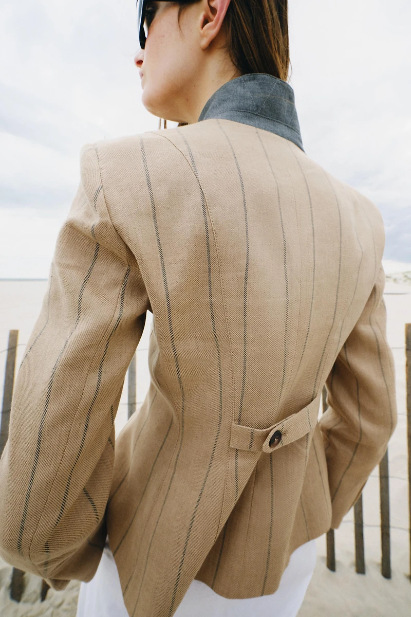 ZW COLLECTION STRIPED LINEN BLEND BLAZER