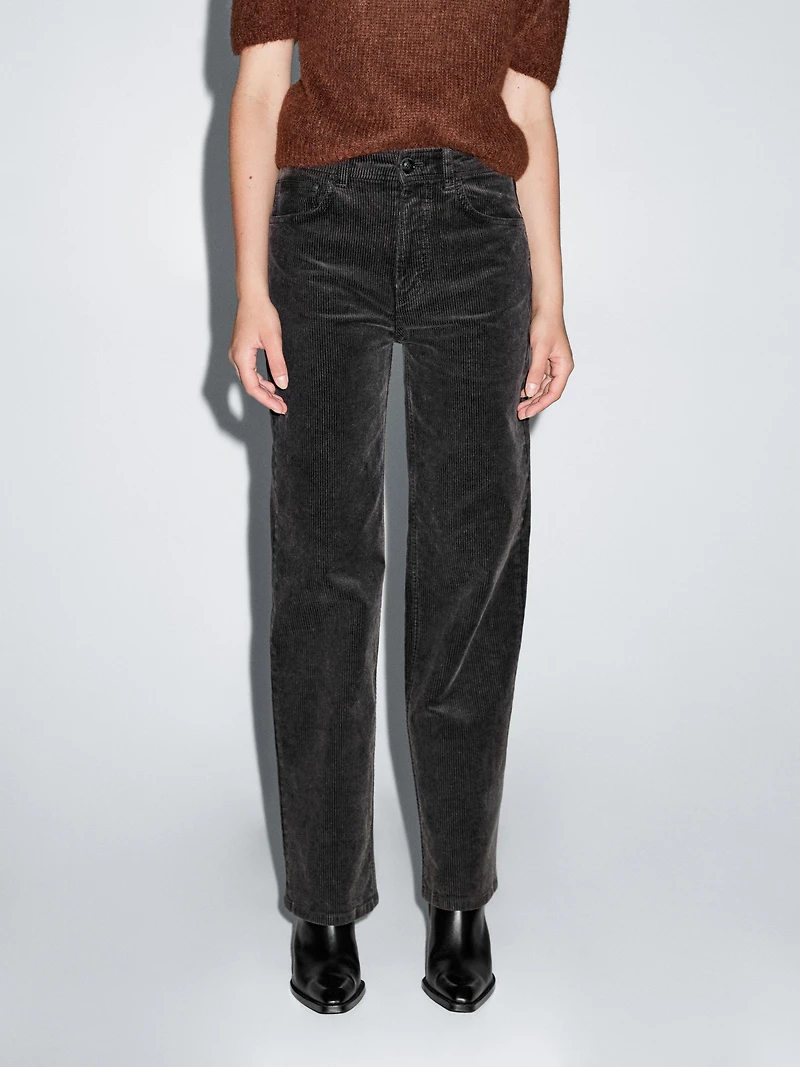 Straight-leg sulphur dye corduroy trousers