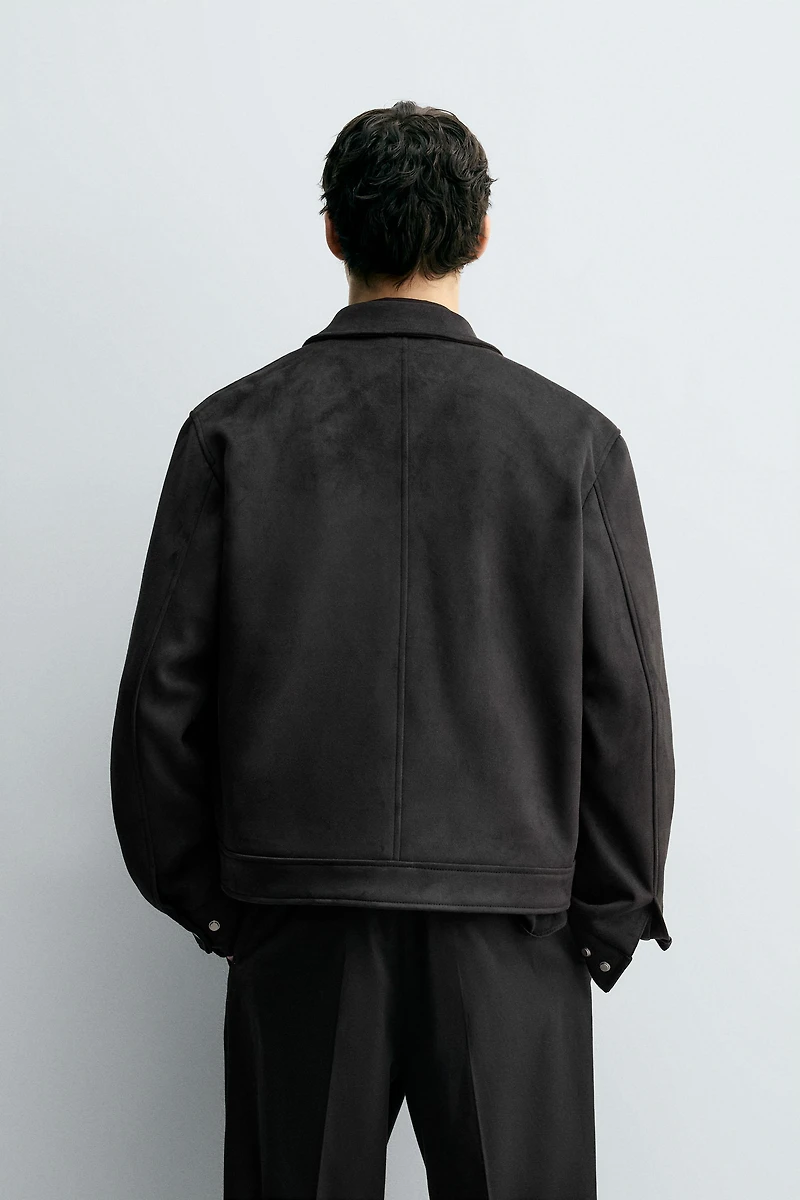 REGULAR FIT FAUX SUEDE JACKET