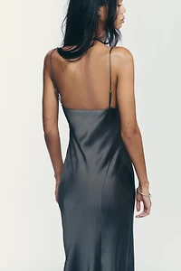 SATIN EFFECT LONG DRESS