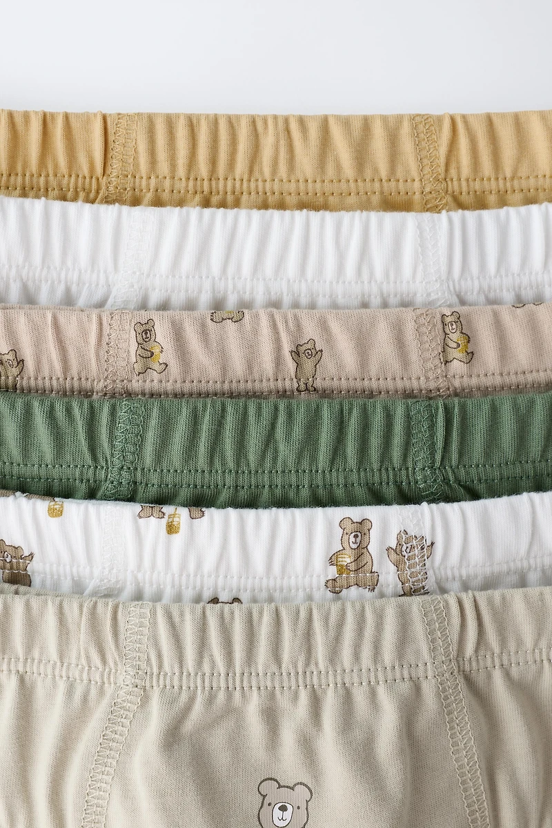 2-6 YEARS/ SIX-PACK OF BEAR UNDERWEAR