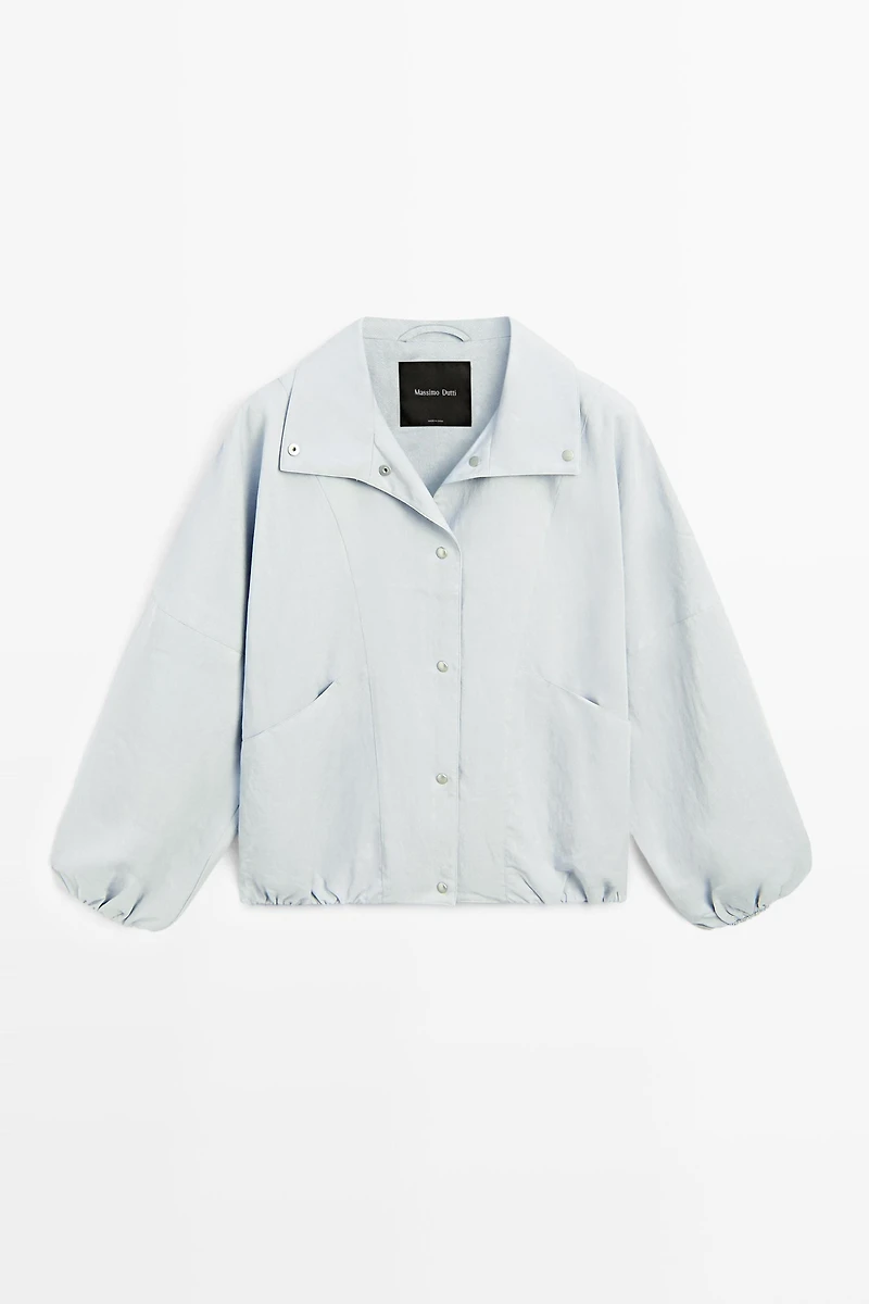 High collar bomber jacket with pocket details