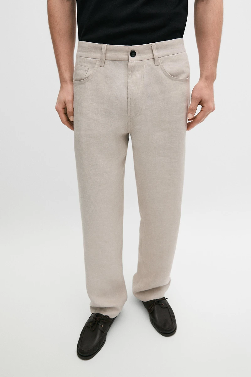 Wide-leg linen trousers