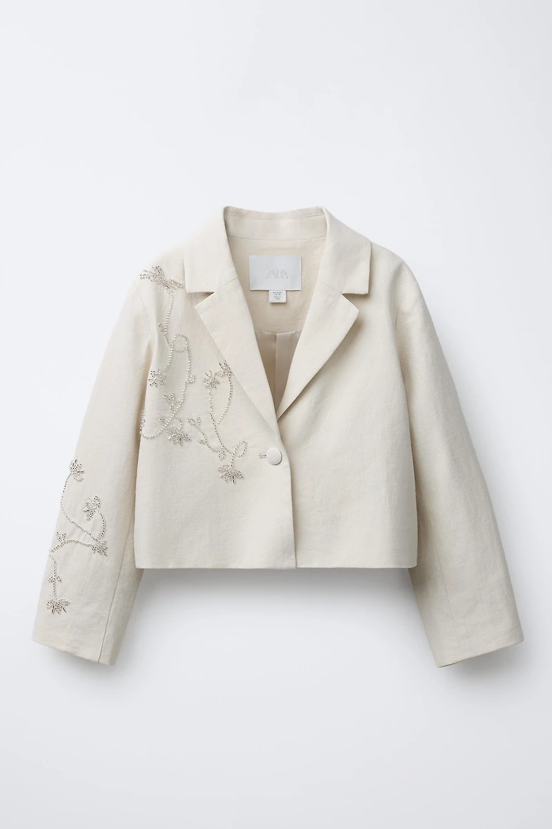BEADED LINEN BLAZER