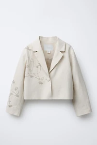 BEADED LINEN BLAZER