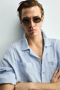 CHEMISE RELAXED FIT 100% LIN PLISSÉE