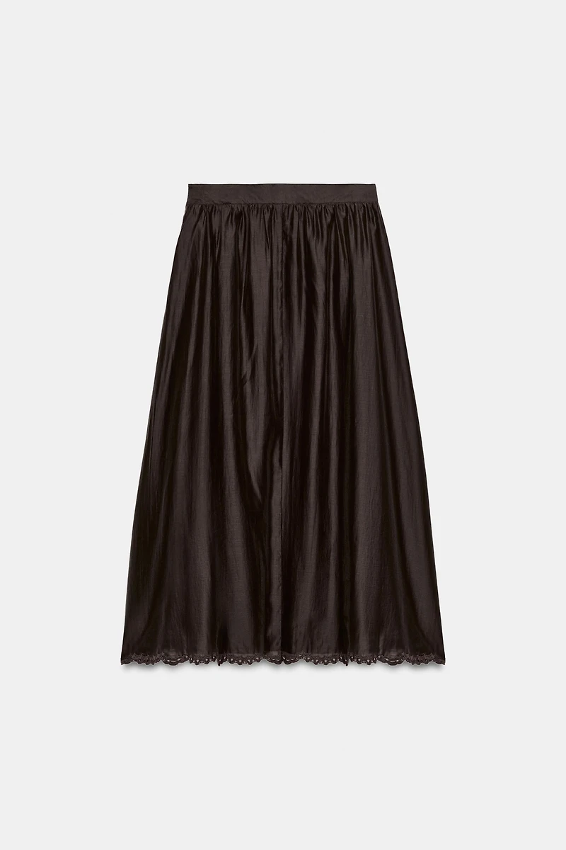 EMBROIDERED VOLUME MIDI SKIRT