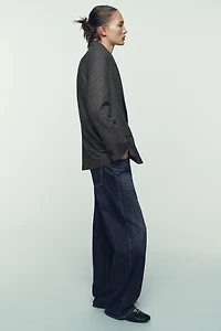 BLAZER CROISÉE OVERSIZE À CARREAUX AVEC LAINE