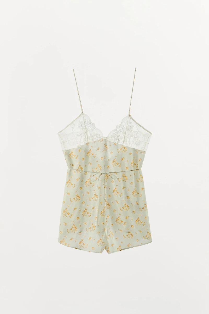 LACE FLORAL PRINT JUMPSUIT