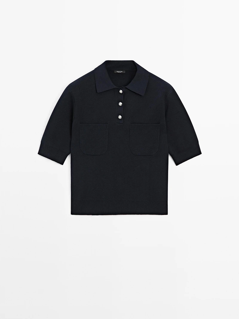 Cotton blend polo shirt with button details