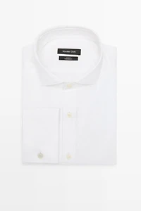 Slim fit cotton shirt with double cuffs