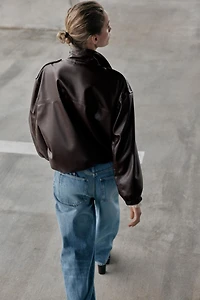 FAUX LEATHER BOMBER JACKET