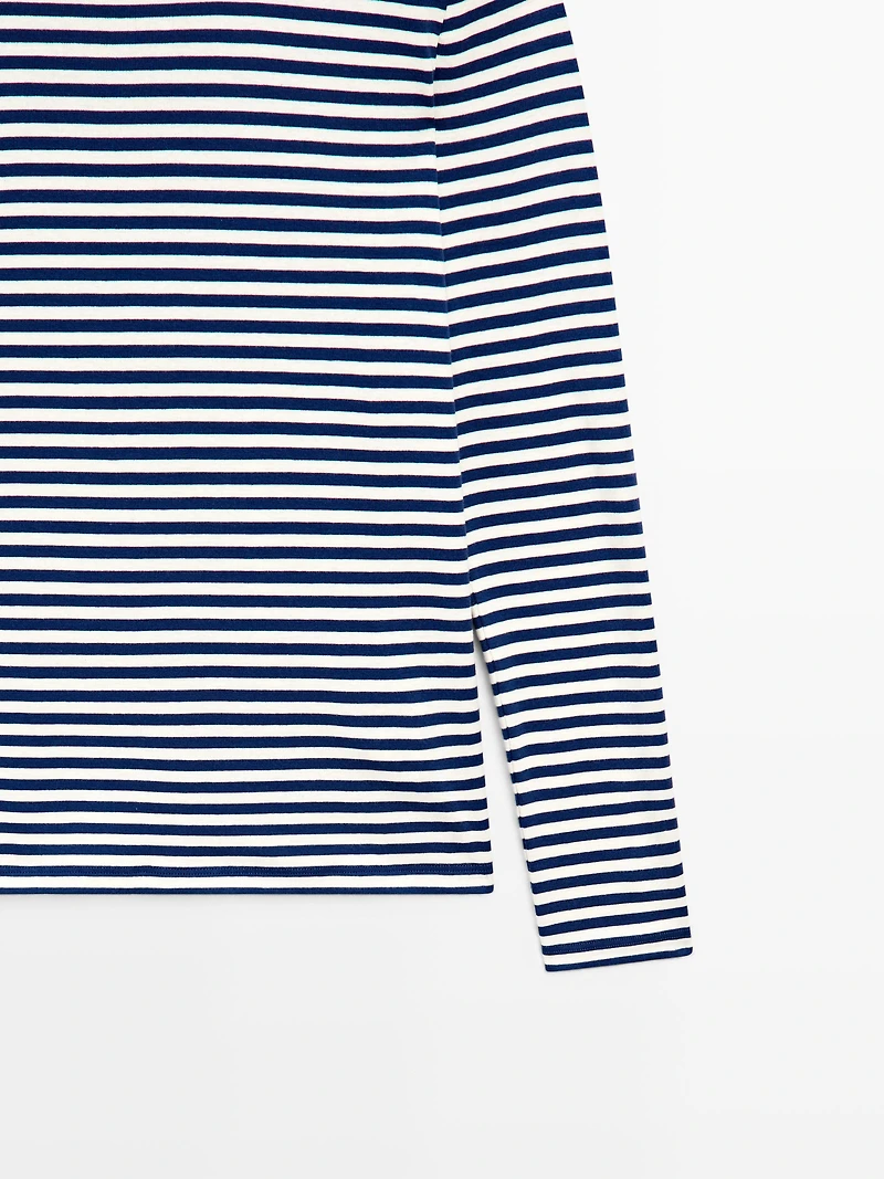 Striped long sleeve T-shirt with contrast detail