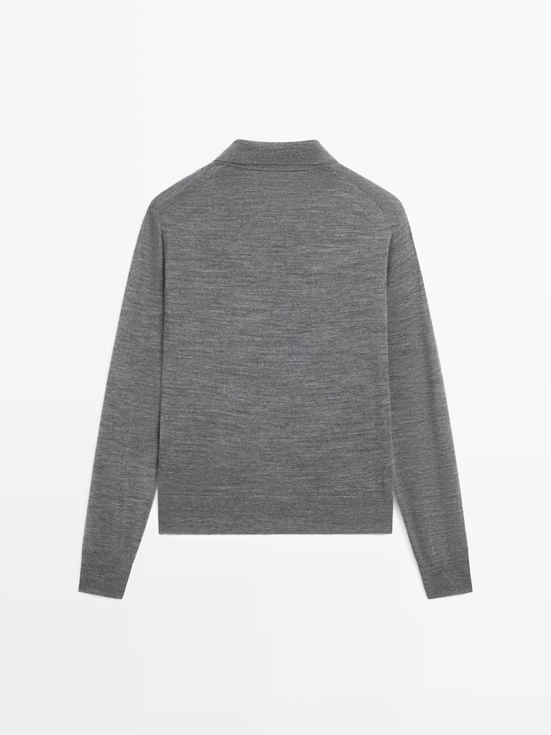 Pull polo en maille de laine
