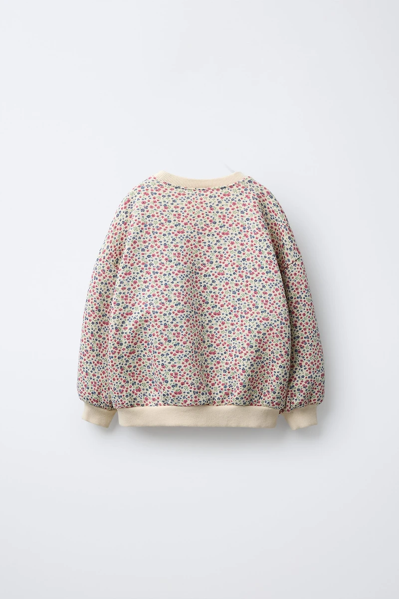 FLORAL SWEATSHIRT WITH LACE POCKET