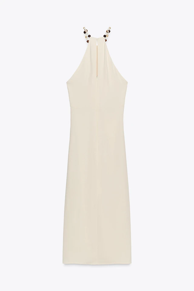 Zara CUT OUT EMBROIDERED MIDI DRESS | Place Rosemre