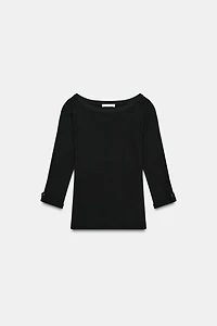 BUTTON RIBBED T-SHIRT