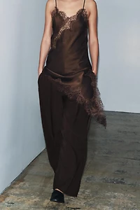 ZW COLLECTION CARROT WIDE LEG PANTS WITH BUCKLE