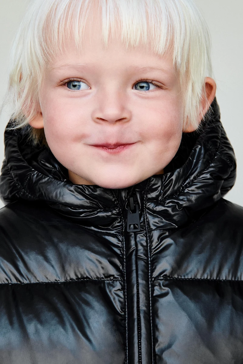 DOWN PUFFER COAT WITH HOODIE, WATER REPELLENT