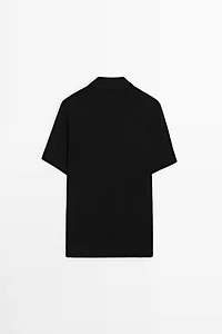 Knit polo sweater with quarter-zip collar