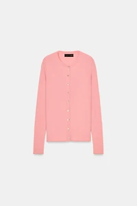 100% WOOL RIB CARDIGAN