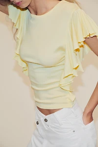RUFFLED SLEEVE T-SHIRT