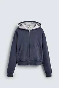 COMBINATION WAFFLE HOODIE SWEATSHIRT
