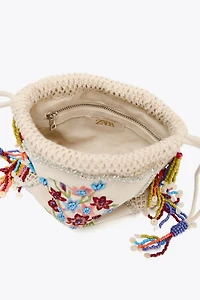 FLORAL EMBROIDERY BUCKET BAG