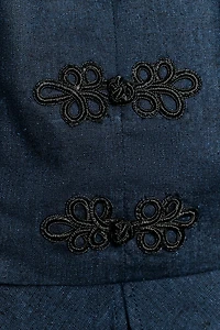 LINEN PEPLUM FROG CLASP TOP
