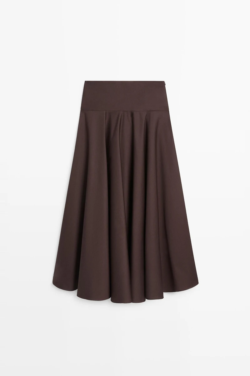Flounce midi skirt with yoke detail