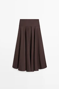 Flounce midi skirt with yoke detail
