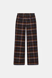 PLAID WOOL BLEND PANTS