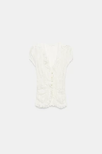 RUFFLED CUTWORK BLOUSE